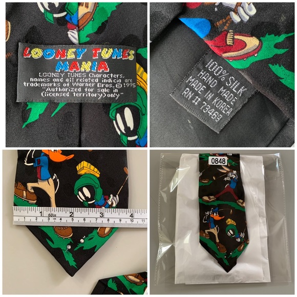 Looney Tunes Character Golf Tie 100% Silk - Picture 7 of 11